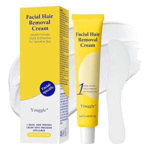 여성용 얼굴 제모 크림, 없이 부드러운 크림 | 턱 윗입술 민감한 피부를 위한 볼 (5분 7일) - 1.69Fl Oz