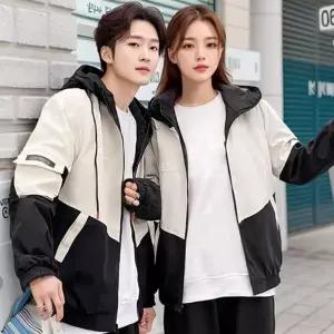 커플 남여공용 바람막이 자켓 투톤 바시티 바람막이 남성자켓 블루종자켓