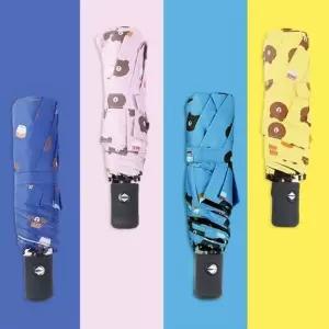 귀여운 곰돌이 캐릭터 3단 자동 우산 아이 어린이 휴대용 접이식 암막 양산 우양산