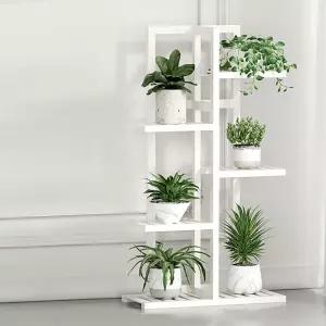 화이트 대나무 진열대 원목화분진열대 화분다이 선반 정리대