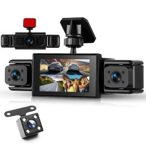 Orderich 360 전방 및 후방 좌측 내부, 차량용 4채널 FHD 1080P 대시캠, 야간 투시 기능이 있는 3인치 IPS 루프 녹화, 24시간 주차 모드 모니터, 후진 보기