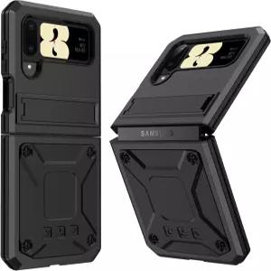 Simicoo 삼성 Z 플립 4 메탈 케이스 소프트 스크린 프로텍터 카메라 유리 군사용 견고한 헤비 듀티 충격