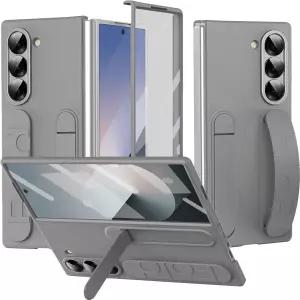 삼성 갤럭시 Z 폴드 3 휴대폰 케이스 스트랩 및 스탠드 손목 밴드 화면 보호대 킥스탠드 회색