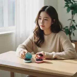 휴대용 미니 원형 손거울 빗 파우치 화장품 소품 여행용 접이식 거울