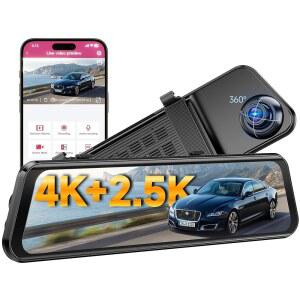 OMBAR 4K+2.5K 후방 미러 카메라(ADAS BSD 및 LCA 포함), 12인치 스마트 대시캠(5.8GHz WiFi 카메라(GPS G 센서 주차 모니터, 루프 녹화, 64GB 카드 포함