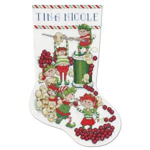 팝콘 엘프 카운트 크로스 스티치 스타킹 키트