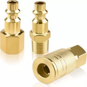 UBANU 3팩 14 NPT 황동 에어 커플러 플러그 키트 오토샵 및 용 퀵 커넥트 피팅여성 내부외부 남성