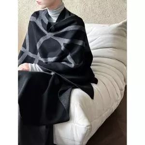 여성 울 가을 숄 코트 케이프 세련도도녀 스트라이프 코튼 OOTD3