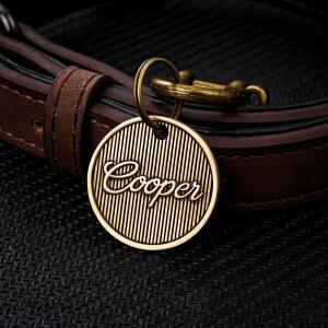 개인 맞춤형 황동 반려동물 인식표, 새겨진 강아지 고양이 30mm 이름표, 목걸이용 선물,