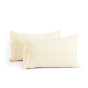 1000 TC 아이보리 스탠다드 베개 커버 세트 100% 이집트 코튼 2개 세트, 롱 스테이플 & 사틴 위브, 실키 소프트 호텔 - 편안한 수면을 위한 침대 커버, 스너그