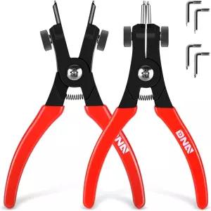 DNA 모터링 2pc 65 인 헤비 듀티 멀티 앵글 내부 외부 링 리무버 고정 스냅 플라이어 세트 케이스 포함