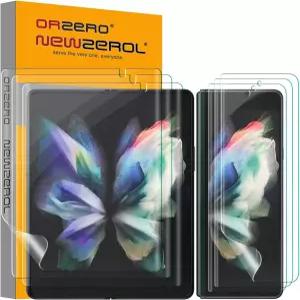 삼성 갤럭시 Z 폴드 3 5G 소프트 TPU 화면 보호기와 호환되는 Orzero 세트 카메라 노치 프리미엄 품질 풀