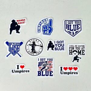 야구, 소프트볼, 포수 헬멧, I Love Umpires, Steal I Dare You, I Got You 블루 스티커 5.1cm(2인치) 소프트볼 캐처 10개