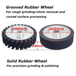 1개 200*50mm 고무 코팅 알루미늄 접촉 휠 8x2 인치 벨트 그라인더 70A