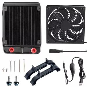 스탠드가 있는 수냉식 컴퓨터 라디에이터 알루미늄 열교환기 액체 냉각 120mm 방열판 속도 제어 팬이 CPU