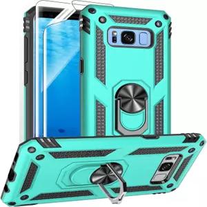 삼성 갤럭시 S8 케이스용 안드로게이트 HD 스크린 프로텍터S8 플러스에 맞지 않음 군용 등급 금속 링 홀더