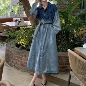 피스 데님원피스 투톤 기획상품 워싱원피스 인기 벨트 셔츠