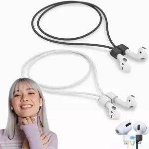 ENBRWAS 마그네틱 손실 방지 이어팟 스트랩 프로321과 호환 부드러운 실리콘 스포츠 넥 랜야드 코드 무선