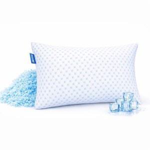 수면을 위한 네슬 쿨링 베개 1팩, 럭셔리 파쇄 메모리 폼 퀸 사이즈, 뜨거운 조절 가능한 콜드 젤 베개, 옆구리 배 지지력 있는