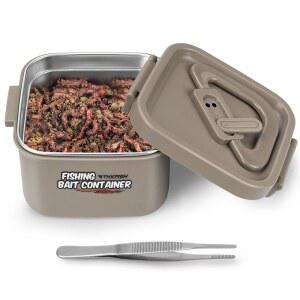 THKFISH 낚시 미끼 용기, 벌레 보관함, 나이트 크롤러 박스, 단열 스테인리스 라이브 미끼를 신선하고 생동감 있게 보관할 수 있는 휴대용 보관함
