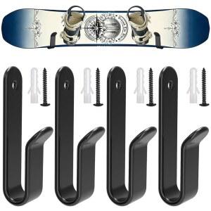 Uibkor 4팩 스노보드 벽걸이 클립, 수평 스케이트보드 벽걸이, 디스플레이 스탠드, 실내 보관함, 보관 및 전시실, 차고