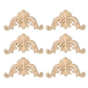 uxcell 6Pcs 나무 조각품, 침대 문 캐비닛 서랍장 옷장 가구 장식 DIY (5x5cm / 1.97x1.97)를 위한 페인트칠되지 않은 조각 장식품