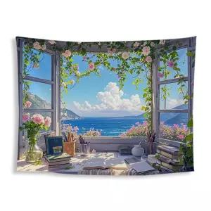 창문 풍경 월행잉 70x00cm 터 대형 천 태트리 그린와일드마운틴 패브릭