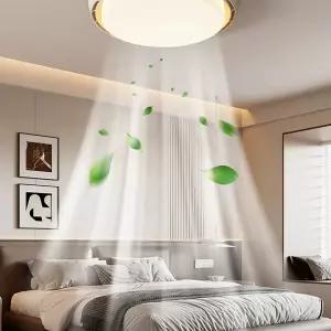 2025년형 거실 무날개 선풍기전등 화이트 인테리어 LED 조광