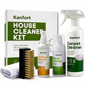 칸포트 카펫 & 실내 장식 클리너 5종 세트, 가구, 패브릭, 소파, 카시트 및 의류용 패스트 액션 얼룩 제거제 - 브러시 수건 포함 와 반려동물에게 안전,