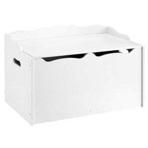 아마존 베이직 나무 장난감 보관함, 안전 뚜껑, 침실용 넓은 정리함, 흰색, 30