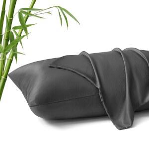 MR&HM 퀸 베개 케이스 세트 2개, 핫 슬리퍼용 쿨링 20인치 x30, 통기성 및 수분 흡수, 부드러운 봉투 케이스, 대나무 폴리에스터 블렌드에서 추출한 레이온(다크 그레이)