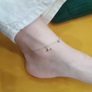 S5116 여성 터키석 유니크 돌고래 팬던트 발찌 데일리 발찌 실버925