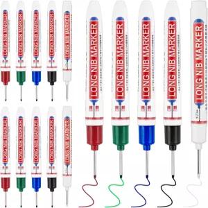 15개의 긴 펜촉 마커 20mm 길이의 헤드 딥 홀 펜 금속용 미세 코끝 리치 영구 페인트 드릴링용 목공용