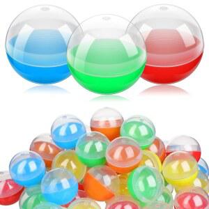 비문 50개 빈 자판기 캡슐 볼, 1.5인치 리필 가능한 껌볼 머신 캡슐 플라스틱 볼 캔디 용기 미니 파티 축제 생일 DIY 크래프트 마카롱 색상을 위한 달걀 선호