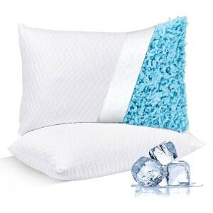 NTCOCO 쿨링 베드 베개 킹 사이즈 팩 2개: 수면용 파쇄 메모리 폼 침대 조절 가능한 젤 옆 배, 수면자 세척 탈착식 커버