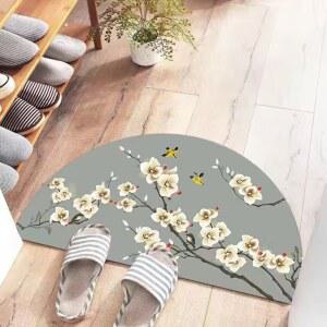 크레인 프린트 반원형 바닥 매트 현관 입구 미끄럼 방지 발코니 카펫