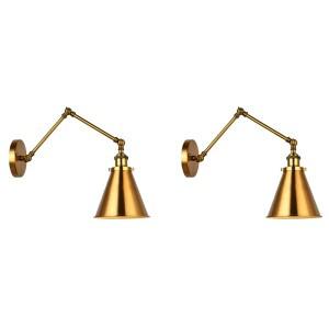 A20Q-2X 산업용 벽 조명 황동 콘 갓 실내 용 바  복도용 조절  암 포함