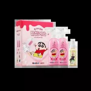 온더바디 발을씻자 코튼 풋샴푸 피치 385ml x2 (+데오미스트) 짱구에디션