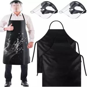 화학 보호 작업을 위한 42.5인치 방수 고무 앞치마 세트가 있는 Shywen 4개 안전 얼굴 보호대 남성 청소용
