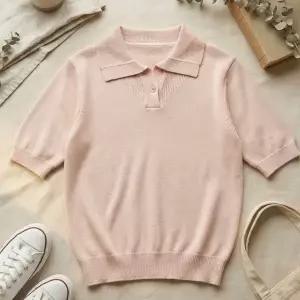 [하프클럽/옷자락]여성 여름 비스코스 반소매 카라 니트 탑