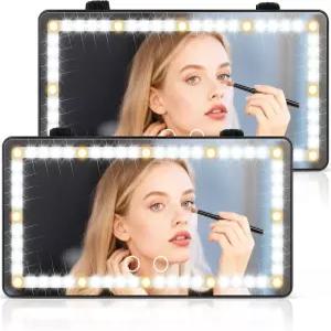 SINGARO 2PCS 카 선바이저 배니티 미러 - 60개의 LED 3가지 라이트 모드 및 디밍 가능한 터치 컨트롤이