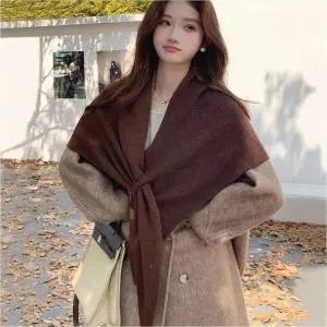 여성 6색 케이프 어깨숄 머플러 니트케이프 삼각 케이프조끼 와이드