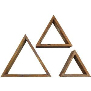 에케나 밀워크 DECR15SBTROBR 3종 세트, 삼각형, 오픈 백, 빈티지 농가 섀도우 박스 선반, 반우드 장식 컬렉션, 풍화 브라운