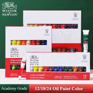 방수페인트 WINSOR NEWTON 오일 페인트 세트 12 18 24 색상 12ml 튜브 아트 내광성 성인 초보자를 위한 헤비 바디 유화