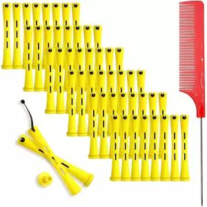 48개 작은 파마봉 긴 머리용 쥐꼬리 빗과 스틸 핀테일이 있는 곱슬머리용 헤어봉 미용 스타일링 필수