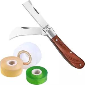 3롤 접목 테이프가 있는 새싹 가지치기용 바디릴 더블 블레이드 가든 나이프 꽃 과일 나무용 유연한 키트
