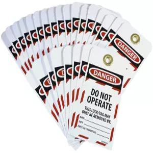 NMC LOTAG36-25 잠금 태그 위험 - 작동하지 마세요 6인치 높이 x 3인치 너비 찢어지지 않는 비닐