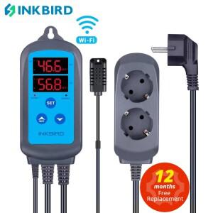 INKBIRD 가정용 양조 온실 사육용 디지털 와이파이 습도 컨트롤러, EU 플러그 IHC-200, 이중 콘센트, 사전