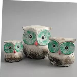 인테리어소품 발리에서온 민트아이 목각 부엉이 장식소품 3P