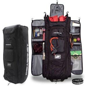 POWERNET ALL GEAR TRANSPORTER 야구 여행 롤링 더플, 손잡이가 포수 17.8CM(7 장비 메인 가방, 배트용 적합 바퀴 및 X 있는 7인치) 액세서리, 네트 17.8 포켓, 4개에